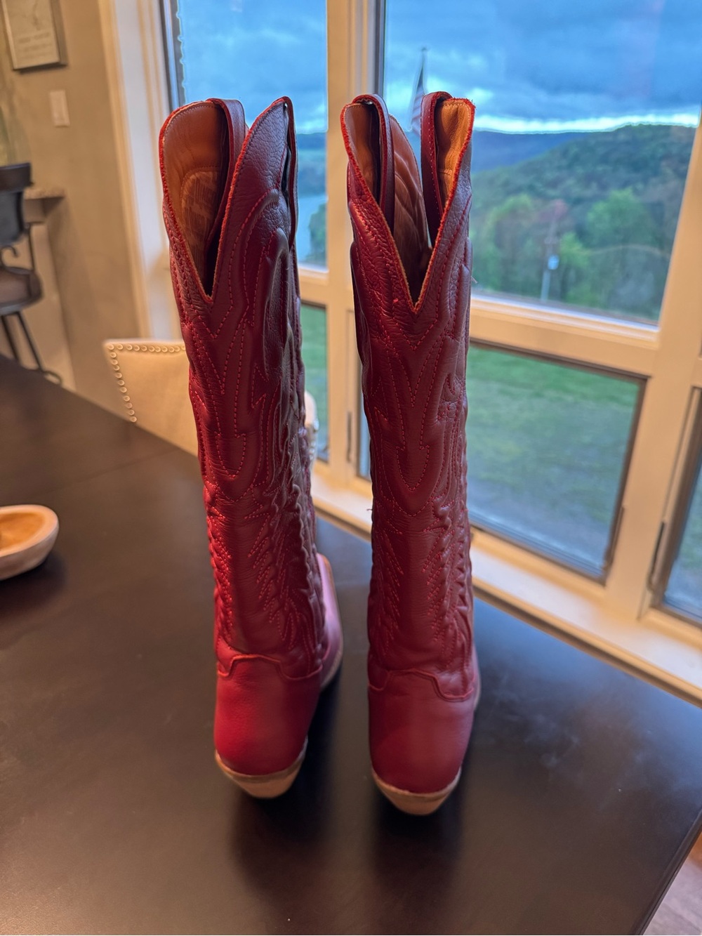 DINGO Red Raisin Kane Knee Hi Western Cowboy Boots 17inch tall. Hard to Find - Picture 2 of 13